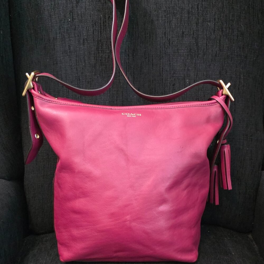 Coach 19889 Legacy Fuchsia Pink Leather Duffle Shoulder Bag